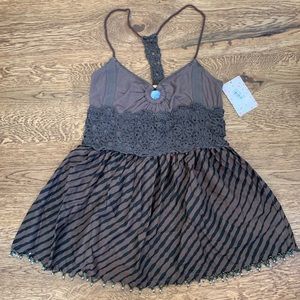 Brown Free People Racerback Top NWT